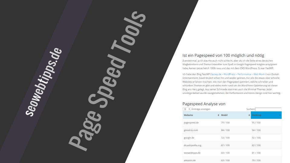 Pagespeed Tools - Links und Tipps